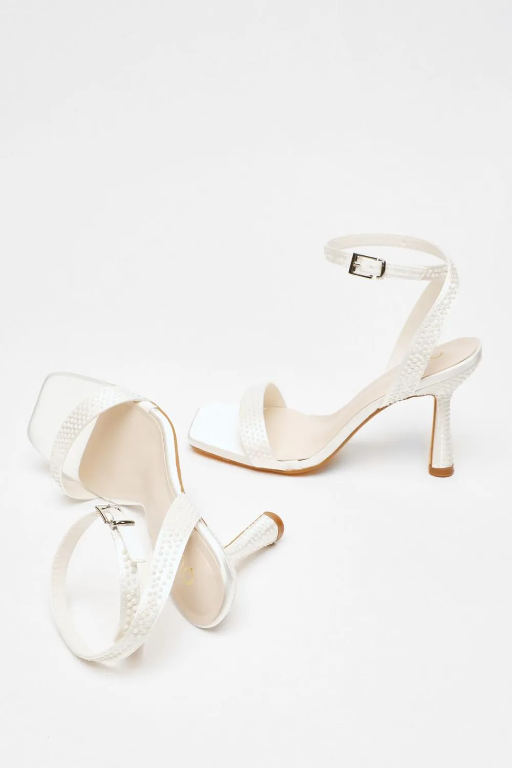 Quiz Shoe & Bag Sets|Occasion Shoes>Bridal White Pearl Heeled Sandals