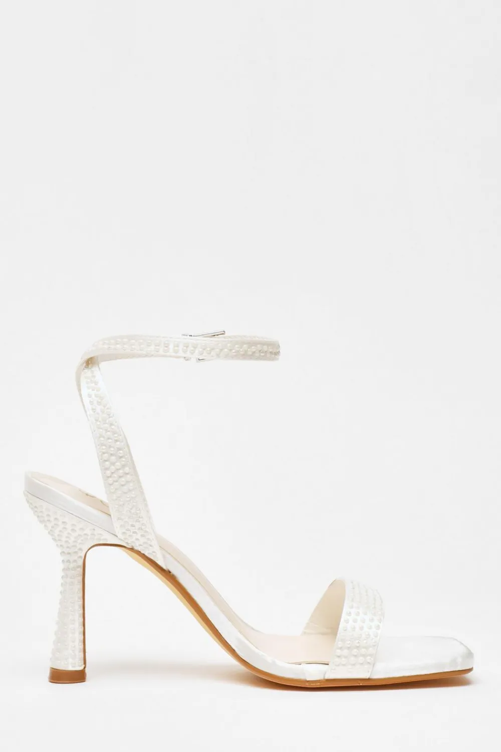 Quiz Shoe & Bag Sets|Occasion Shoes>Bridal White Pearl Heeled Sandals