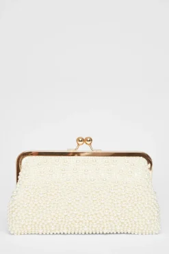 Quiz Wedding Accessories|Bride To Be>Bridal White Pearl Pouch Bag