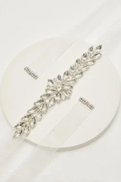 Quiz Wedding Accessories|Belts>Bridal White Satin Diamante Belt