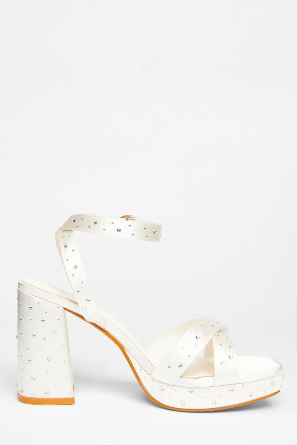 Quiz Wide Fit|Platforms>Bridal Wide Fit White Diamante Platform Heels