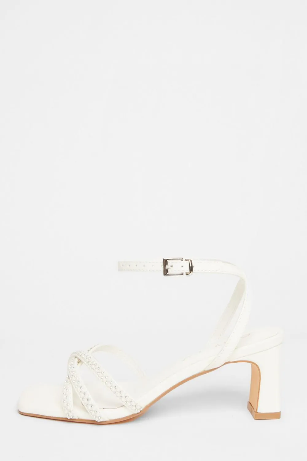 Quiz Occasion Shoes|Heels>Bridal Wide Fit White Diamante Heeled Sandals
