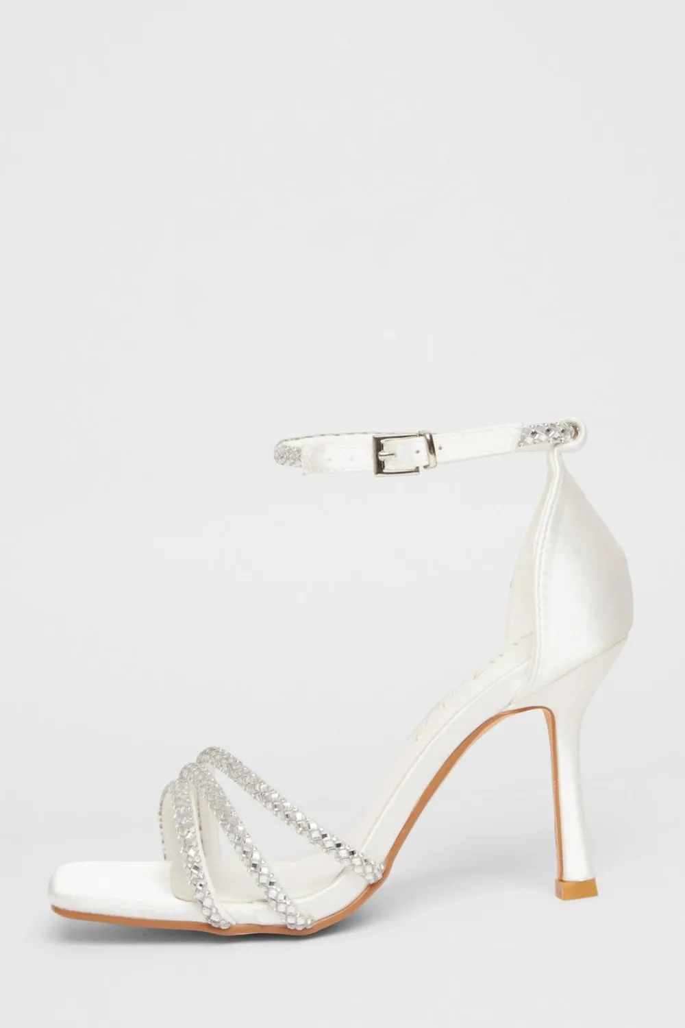 Quiz Wide Fit|Heels>Bridal Wide Fit White Diamante Heels