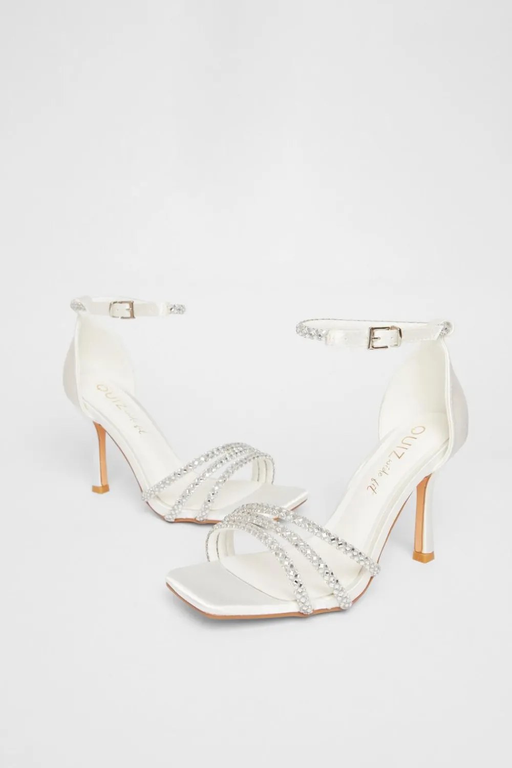 Quiz Wide Fit|Heels>Bridal Wide Fit White Diamante Heels