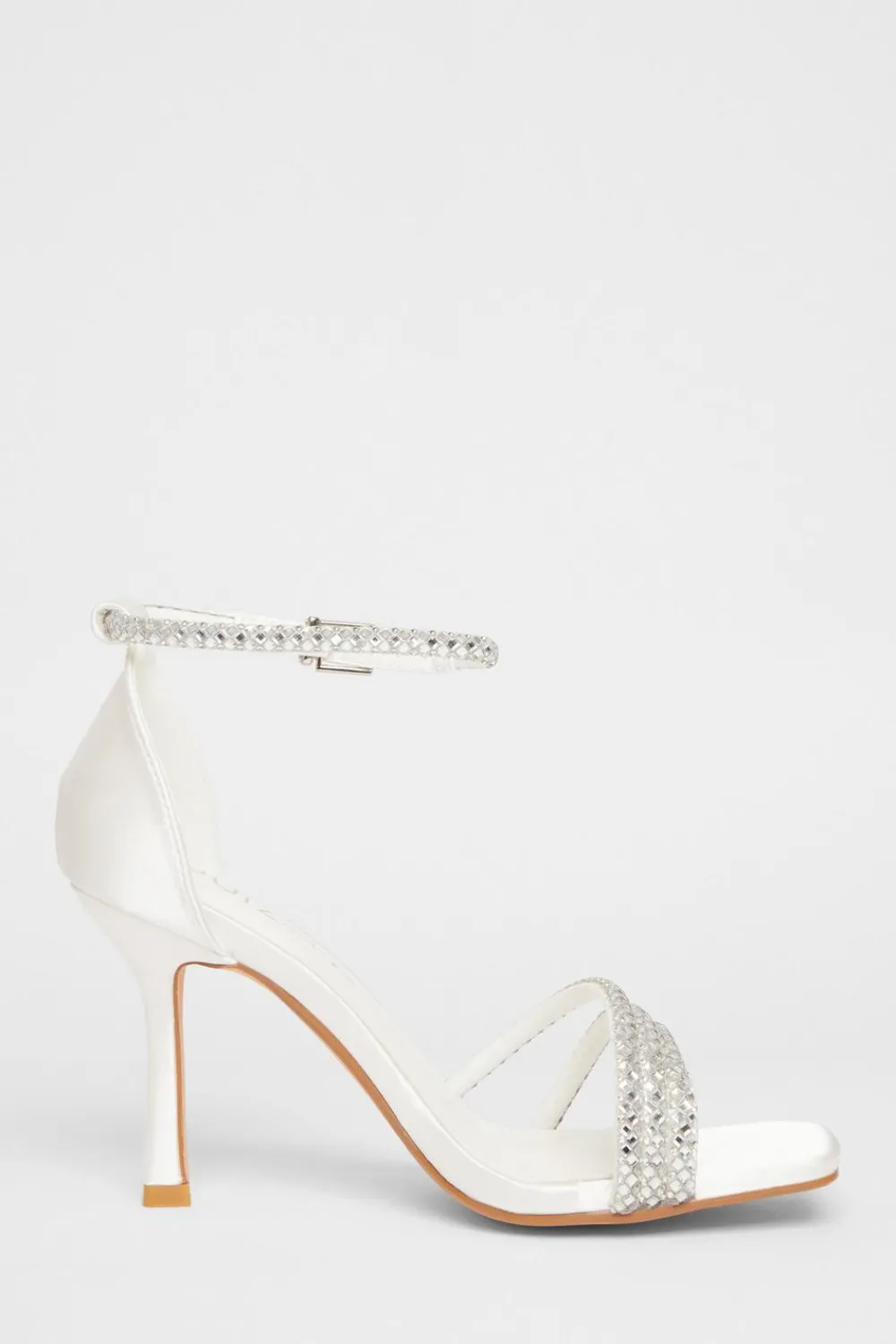 Quiz Wide Fit|Heels>Bridal Wide Fit White Diamante Heels
