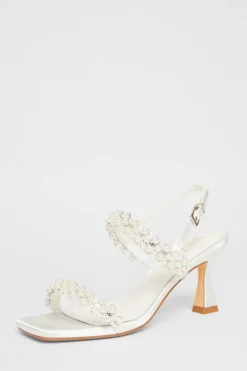 Quiz Wide Fit|Occasion Shoes>Bridal Wide Fit White Embellished Heels
