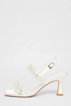 Quiz Wide Fit|Occasion Shoes>Bridal Wide Fit White Embellished Heels