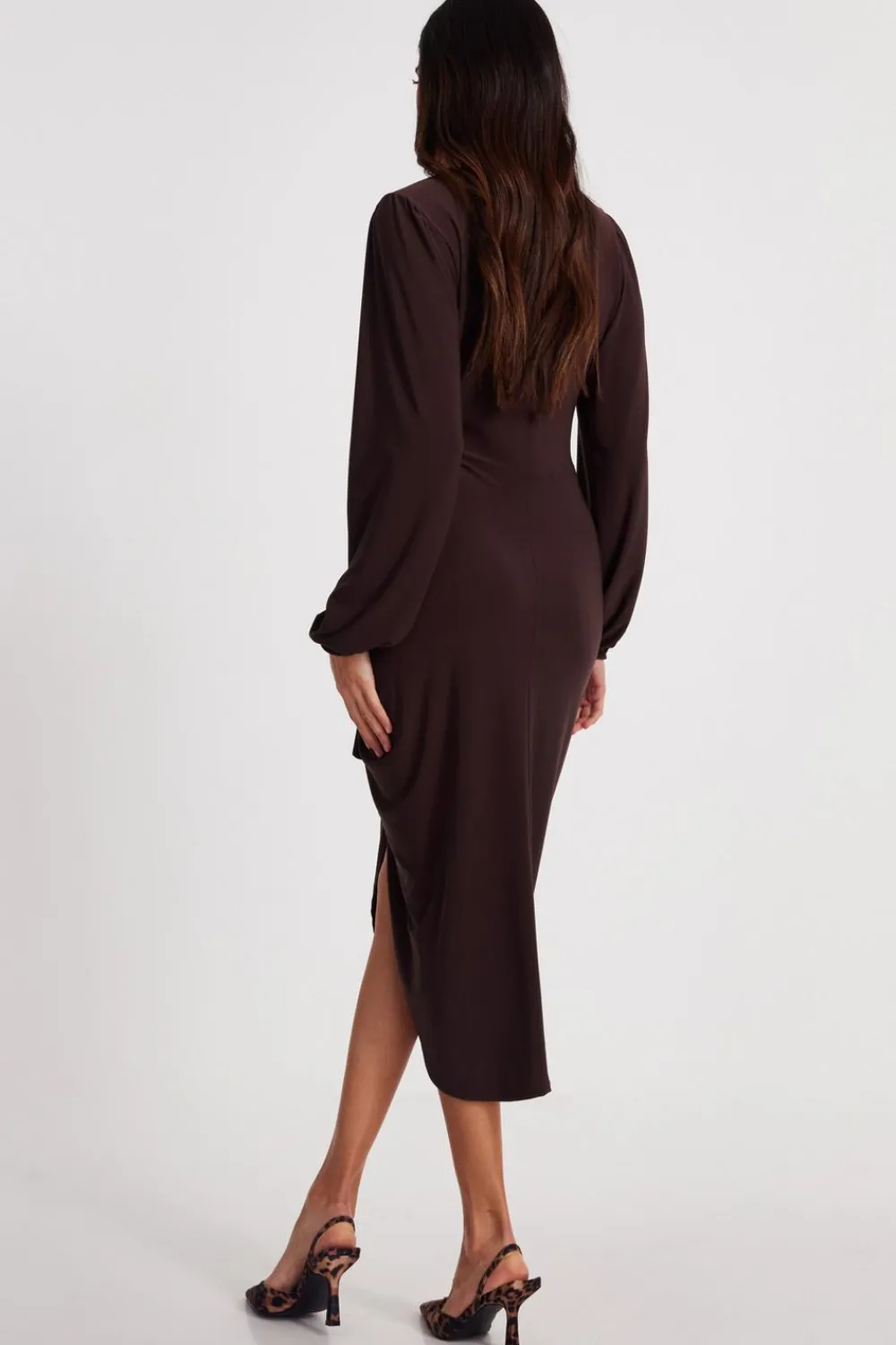 Quiz Christening Guest|Going Out>Brown Buckle Detail Midi Dress