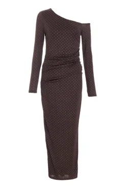 Quiz Maxi Dresses|Going Out Dresses>Brown Diamante Asymmetrical Dress