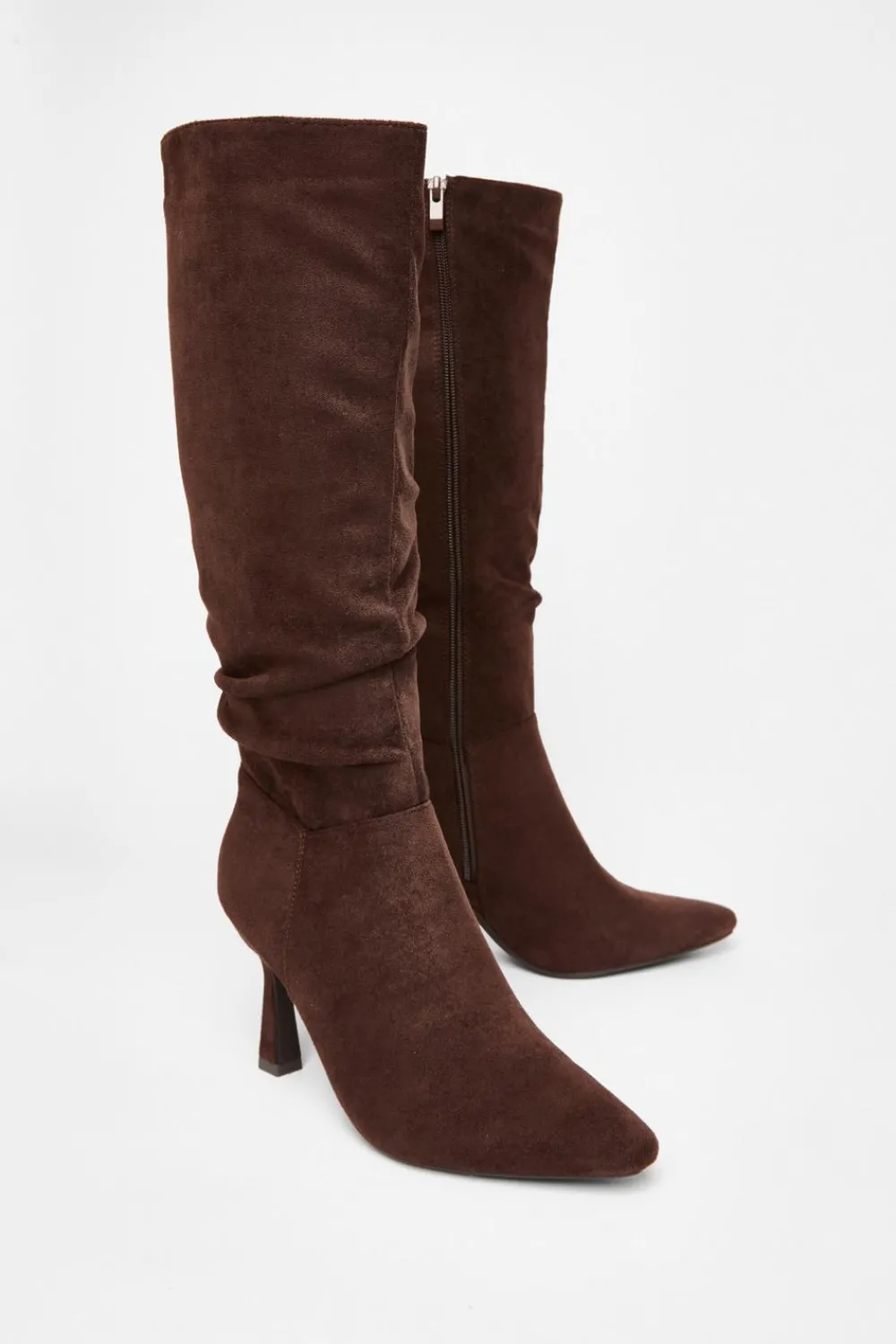 Quiz Heels|Boots>Brown Faux Suede Heeled Boots