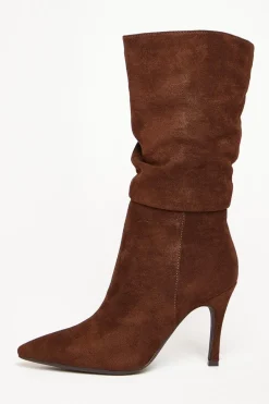 Quiz Heels|Boots>Brown Faux Suede Heeled Boots