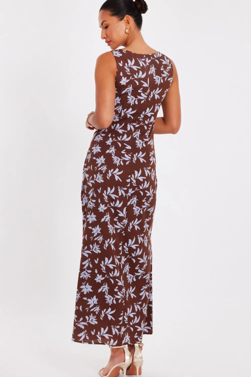 Quiz Day At The Races|Christening Guest>Brown Floral Midaxi Dress