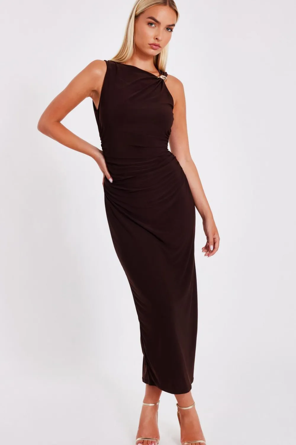 Quiz Day At The Races|Christening Guest>Gold Buckle Midaxi Dress