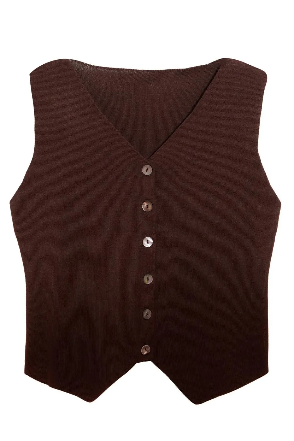 Quiz Waistcoat|Tops>Brown Knitted Waistcoat