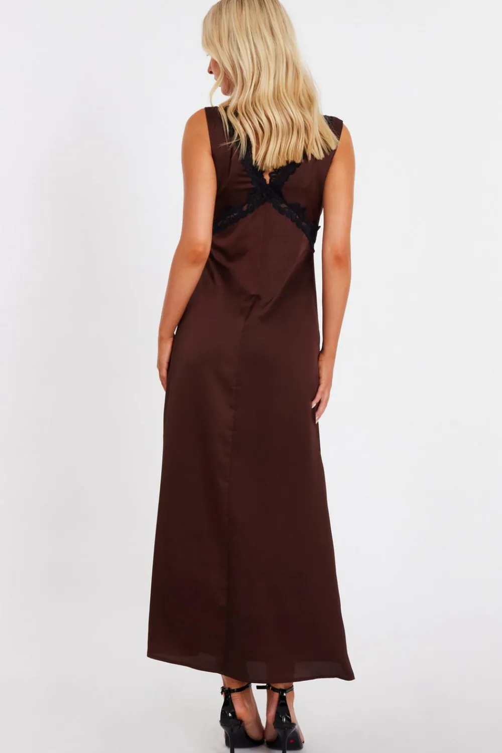Quiz Evening Dresses|Day At The Races>Brown Lace Trim Midaxi Dress