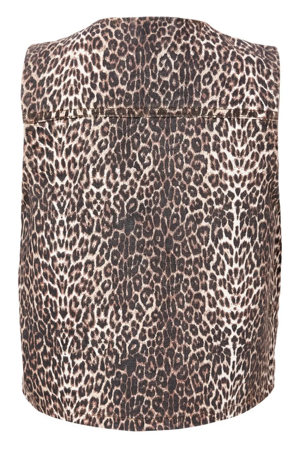 Quiz Waistcoat|Going Out Tops>Brown Leopard Print Denim Waistcoat