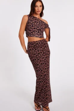Quiz Skirts|Holiday>Brown Leopard Print Maxi Skirt