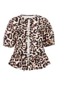 Quiz Summer Tops|Going Out Tops>Brown Leopard Print Tie Top