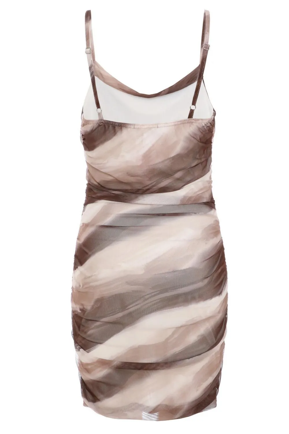Quiz Holiday|Mini Dresses>Brown Marble Print Mesh Mini Dress