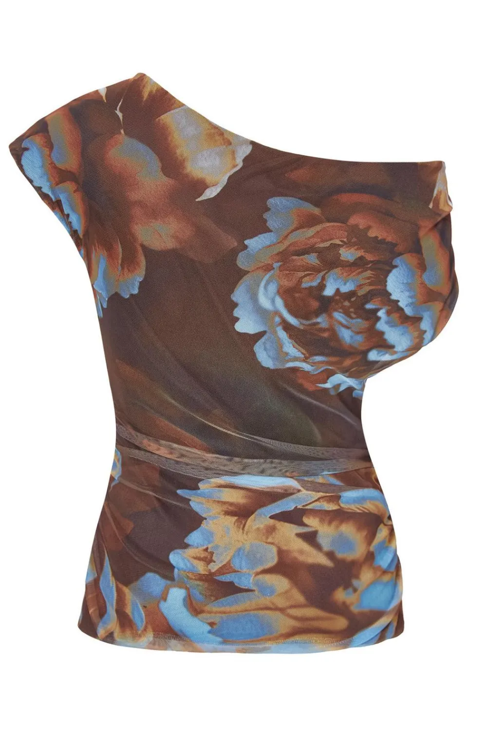 Quiz Going Out Tops|Day Tops>Brown Mesh Floral Top
