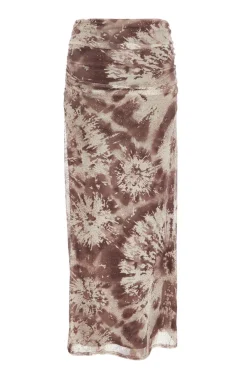 Quiz Going Out>Brown Mesh Marble Print Midaxi Skirt