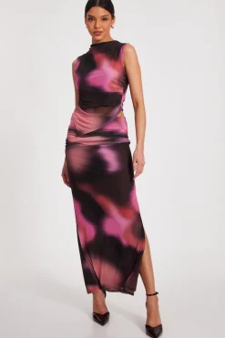 Quiz Skirts|Modest>Mesh Marble Print Maxi Skirt