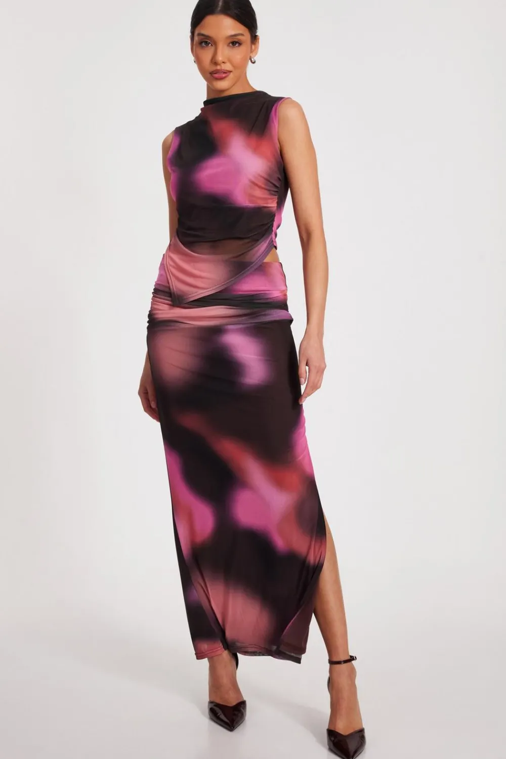 Quiz Skirts|Modest>Mesh Marble Print Maxi Skirt