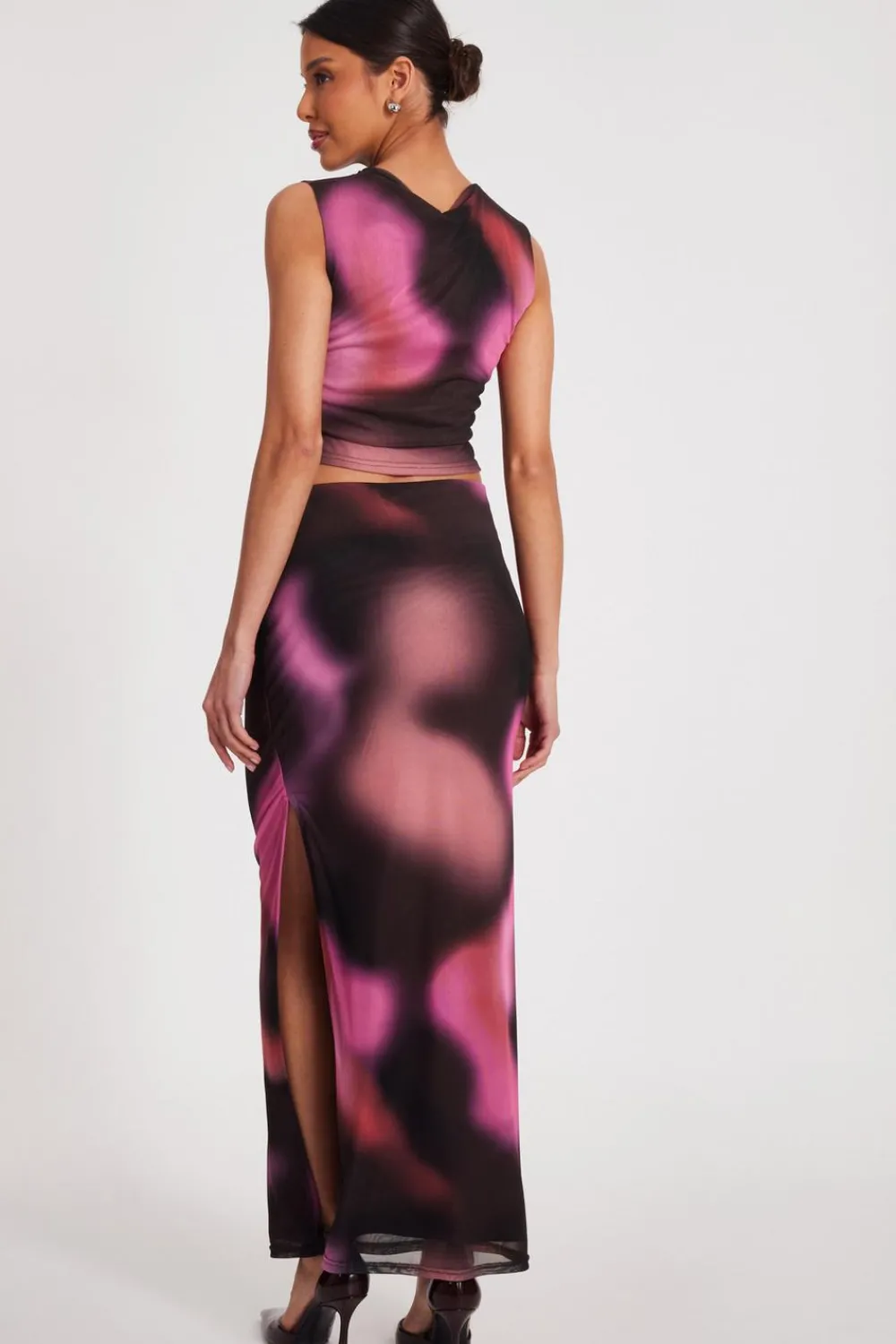 Quiz Skirts|Modest>Mesh Marble Print Maxi Skirt
