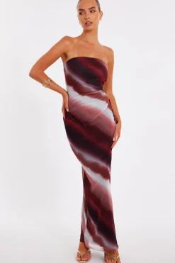 Quiz Summer Clothes|Skirts>Brown Mesh Ombre Maxi Skirt