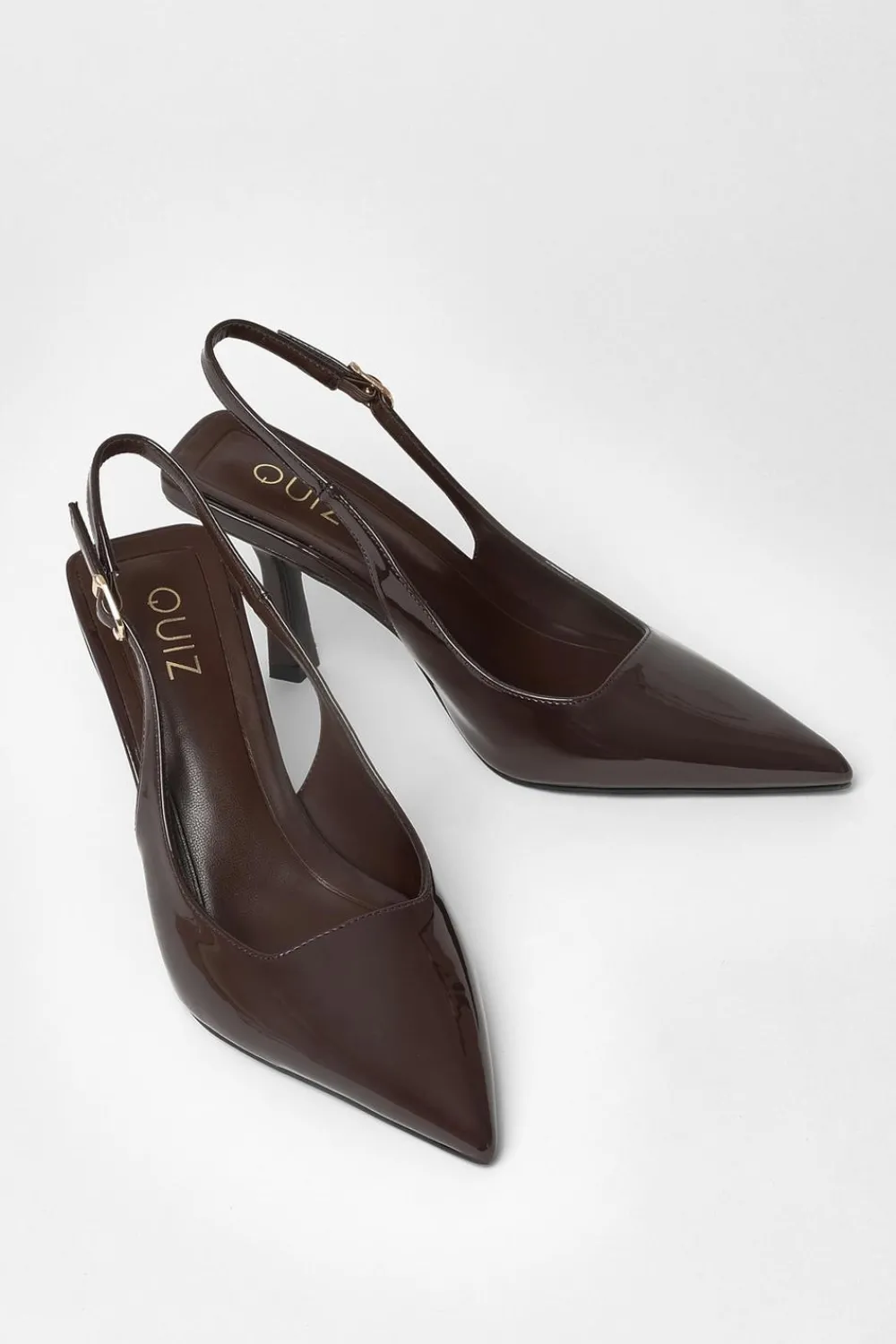 Quiz Heels|Day At The Races>Patent Sling Back Court Heels
