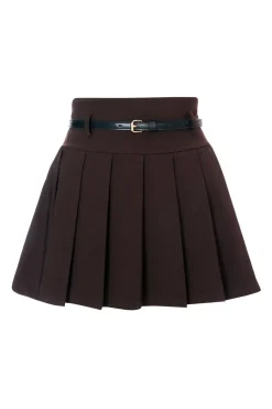 Quiz Workwear|Summer Clothes>Brown Pleated Mini Skirt