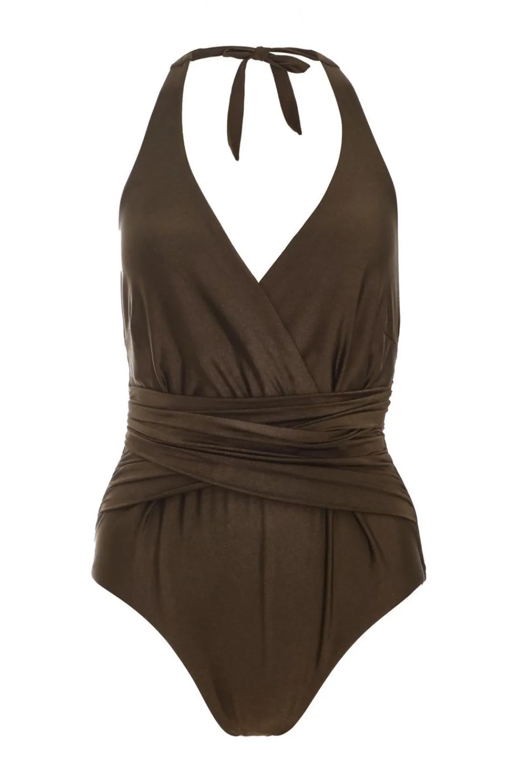 Quiz Holiday Accessories|Holiday>Brown Plunge Wrap Swimsuit
