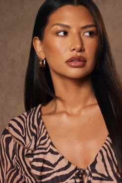 Quiz Jewellery|Earrings>Brown Resin Hoop Earrings