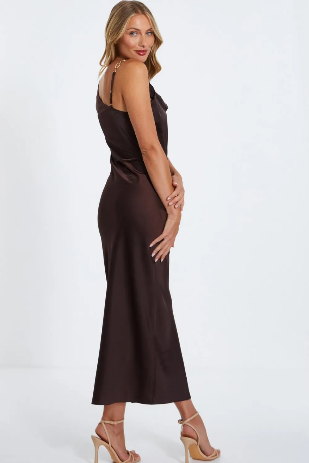 Quiz Evening Dresses|Wedding Guest Dresses>Satin Cowl Neck Midaxi Dress