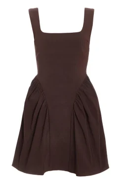 Quiz Casual Clothing|Mini Dresses>Brown Scoop Back Skater Dress
