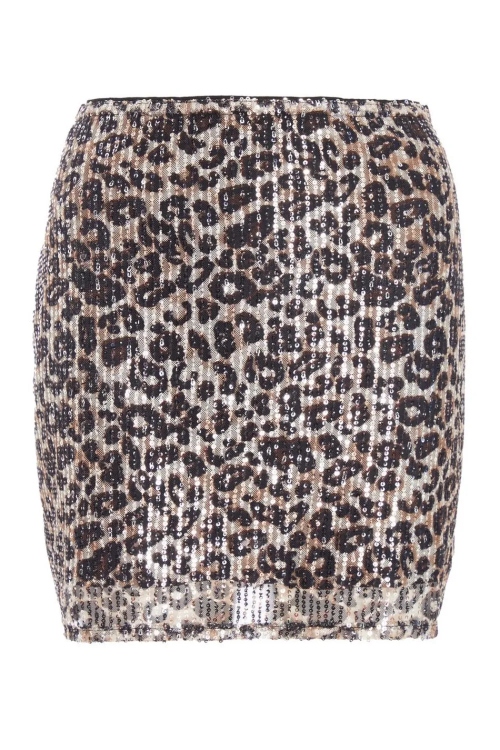 Quiz Skirts|Co-Ords>Brown Sequin Leopard Print Mini Skirt