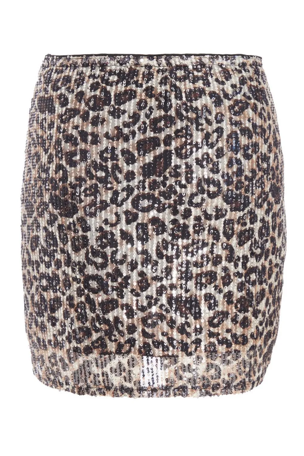 Quiz Skirts|Co-Ords>Brown Sequin Leopard Print Mini Skirt