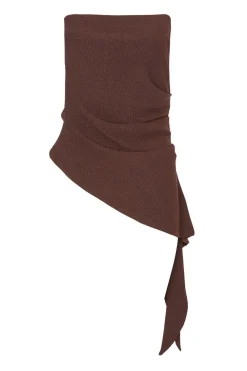 Quiz Going Out Tops|Tops>Brown Textured Bandeau Top