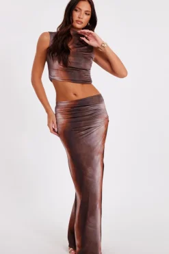 Quiz Skirts|Holiday>Brown Tie Dye Maxi Skirt