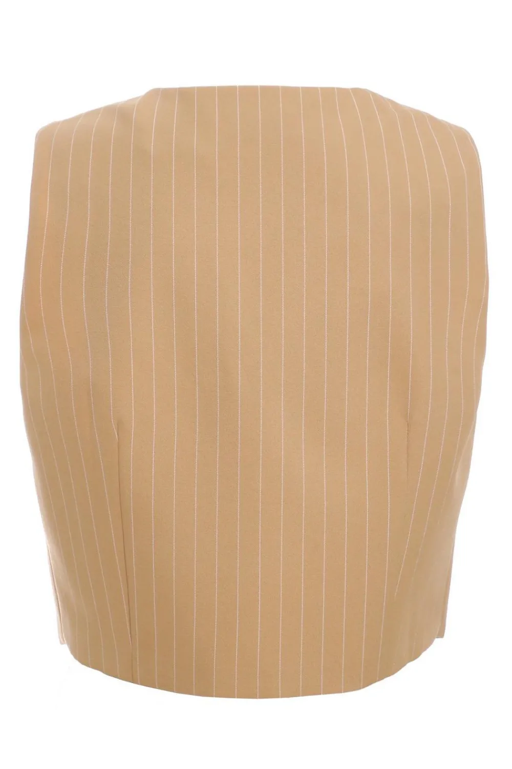 Quiz Waistcoat|Day Tops>Camel Pinstripe Waistcoat
