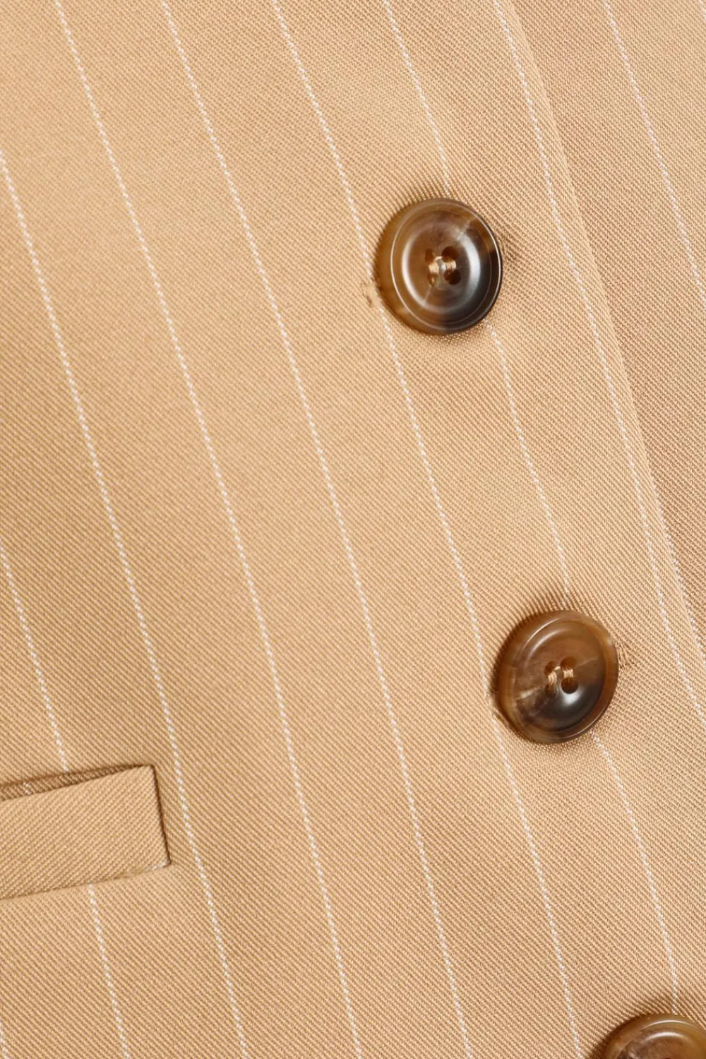 Quiz Waistcoat|Day Tops>Camel Pinstripe Waistcoat