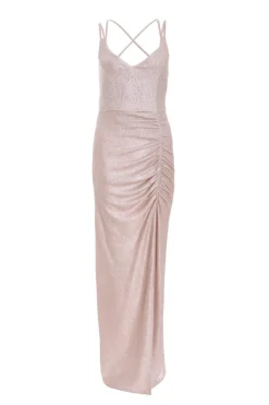 Quiz Prom Dresses|Prom & Ball>Champagne Shimmer Ruched Maxi Dress