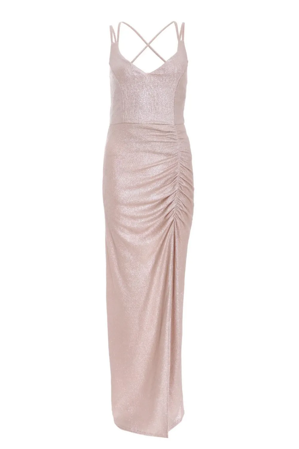 Quiz Prom Dresses|Prom & Ball>Champagne Shimmer Ruched Maxi Dress