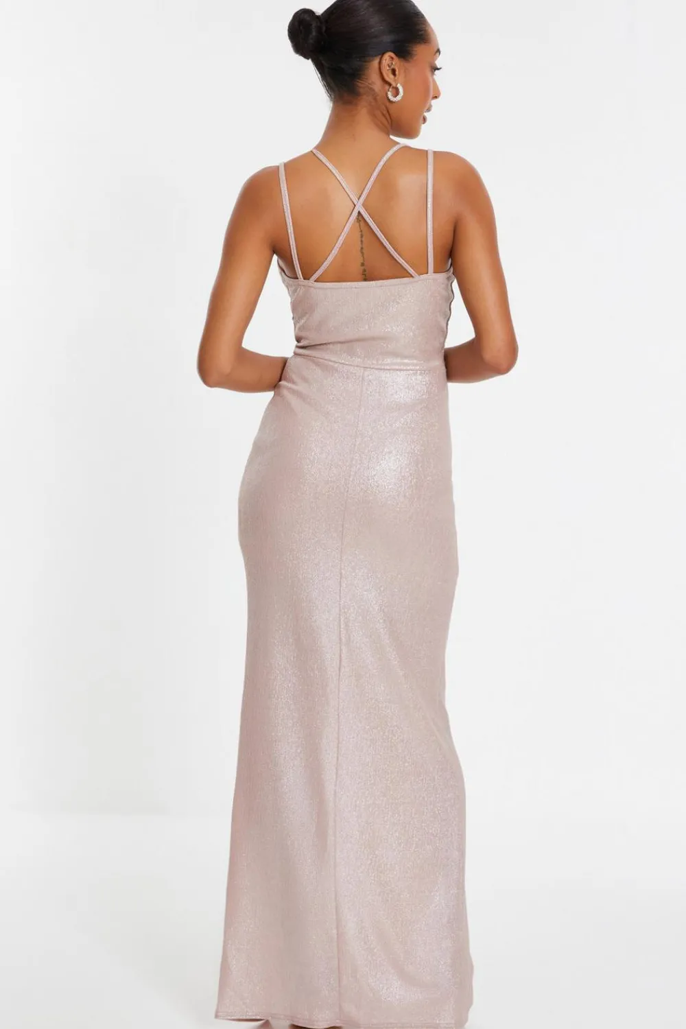 Quiz Prom Dresses|Prom & Ball>Champagne Shimmer Ruched Maxi Dress