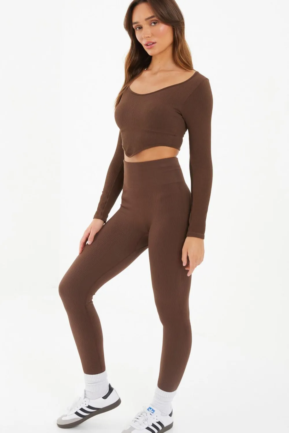 Quiz Day Tops|Crop Tops>Chocolate Ribbed Crop Top