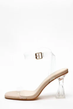 Quiz Occasion Shoes|Heels>Clear Flared Heeled Sandals