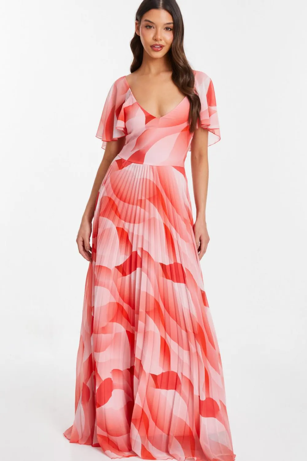 Quiz Prom Dresses|Prom & Ball>Coral Chiffon Pleated Maxi Dress