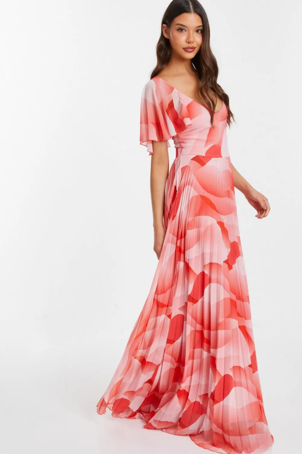 Quiz Prom Dresses|Prom & Ball>Coral Chiffon Pleated Maxi Dress