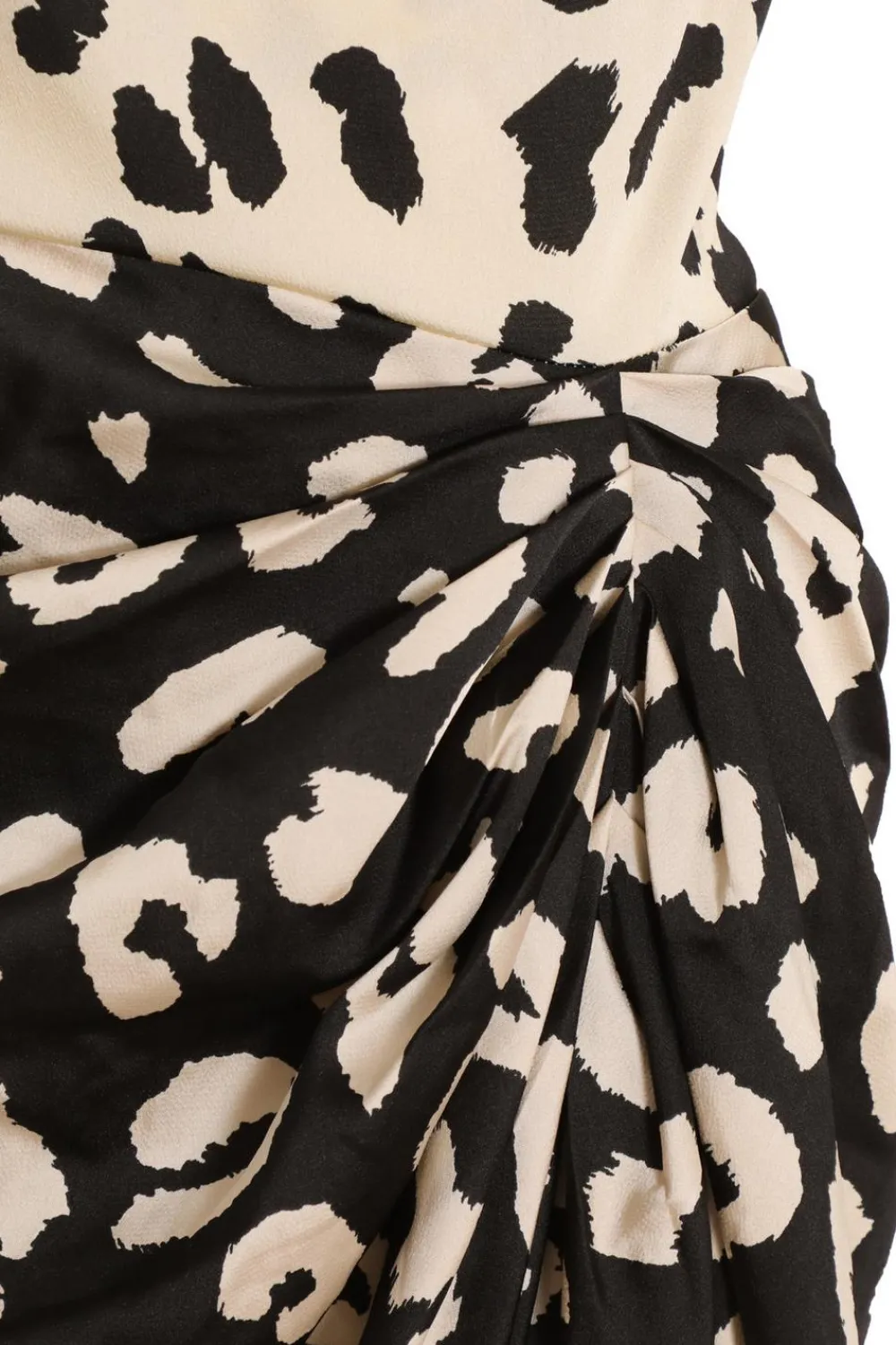 Quiz Midi Dresses|Going Out Dresses>Cream Animal Print Ruched Midi Dress