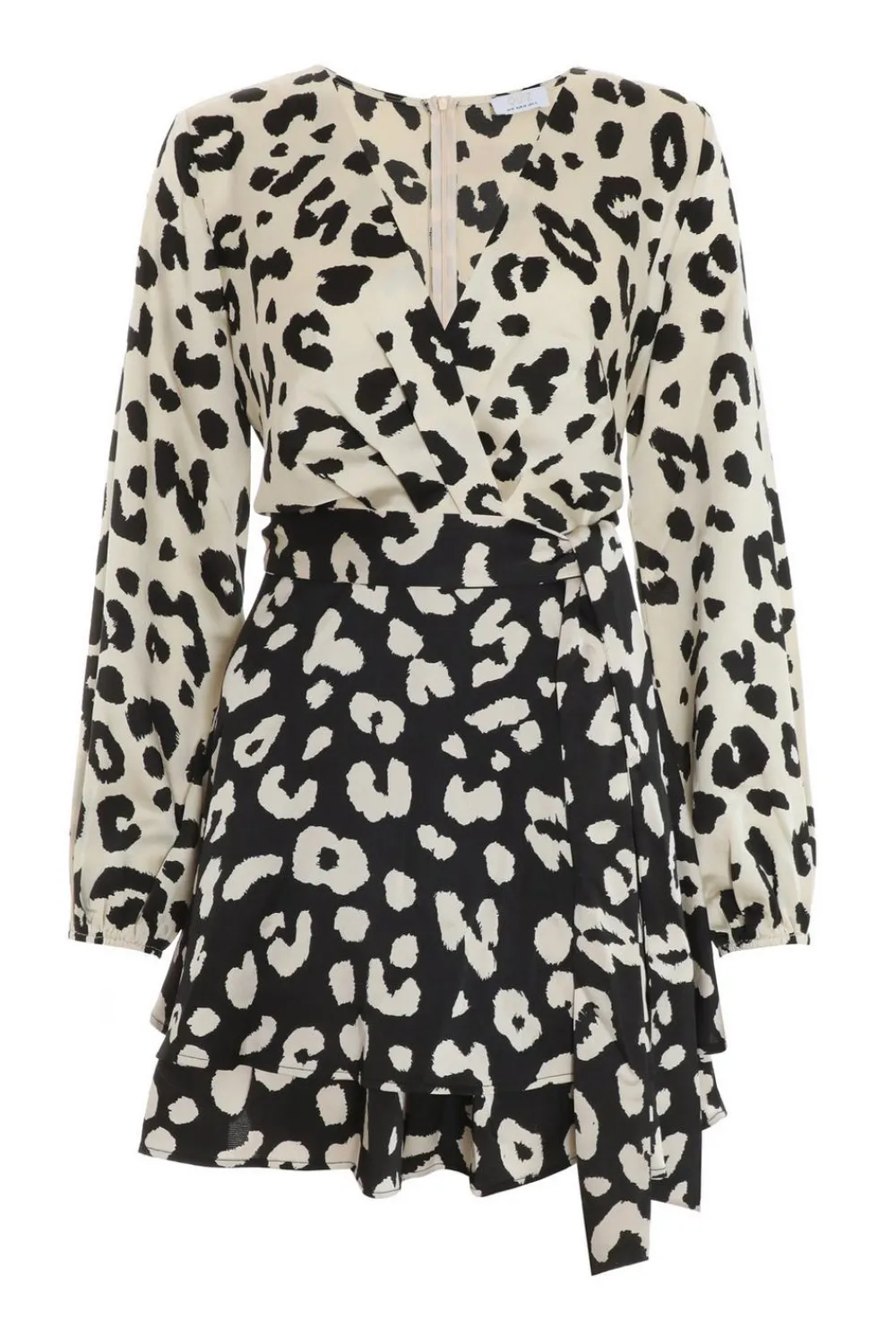 Quiz Playsuits|Playsuits>Cream Animal Print Wrap Playsuit